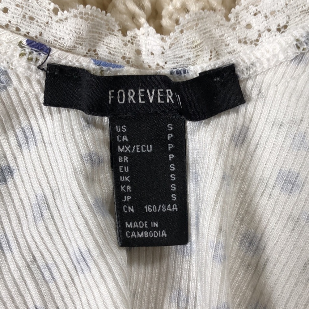 Forever 21 Blue and White Floral Bodysuit Tank - Picture 6 of 6